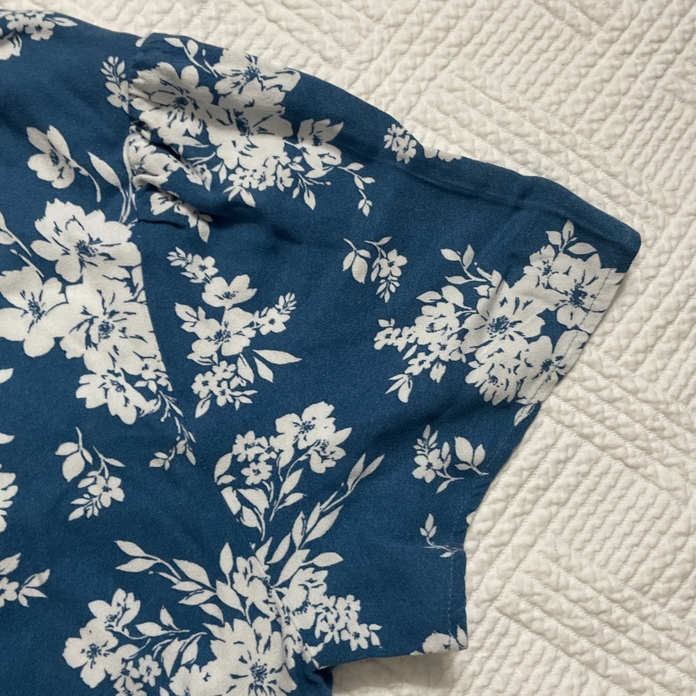 Old Navy Women's Dress Tall Large NWT Floral Blue Short Sleeve Office Sundress - Picture 9 of 11